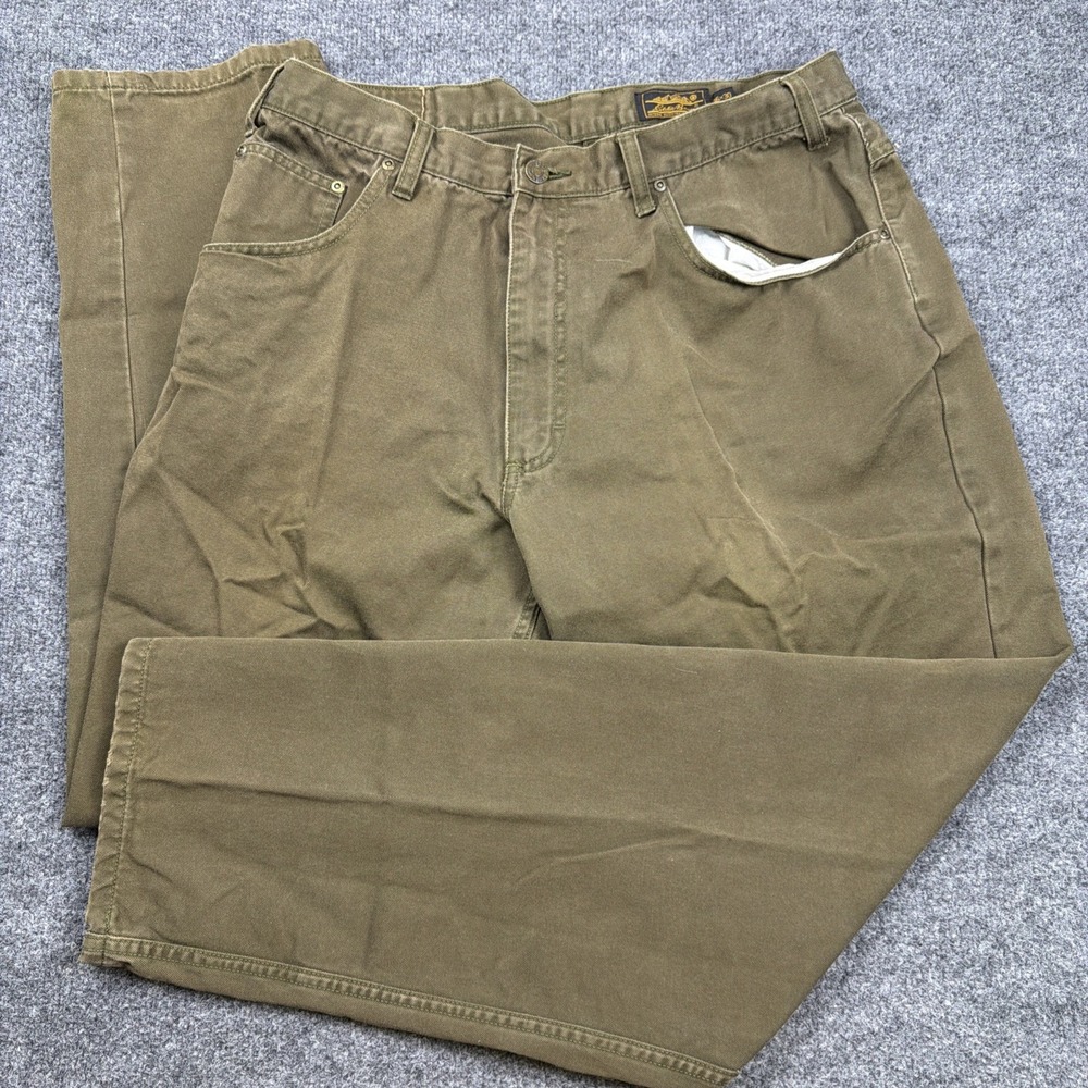 Eddie Bauer Mens 36x30 Olive 100% Cotton Canvas 5 Pocket Pants‎ Straight Outdoor